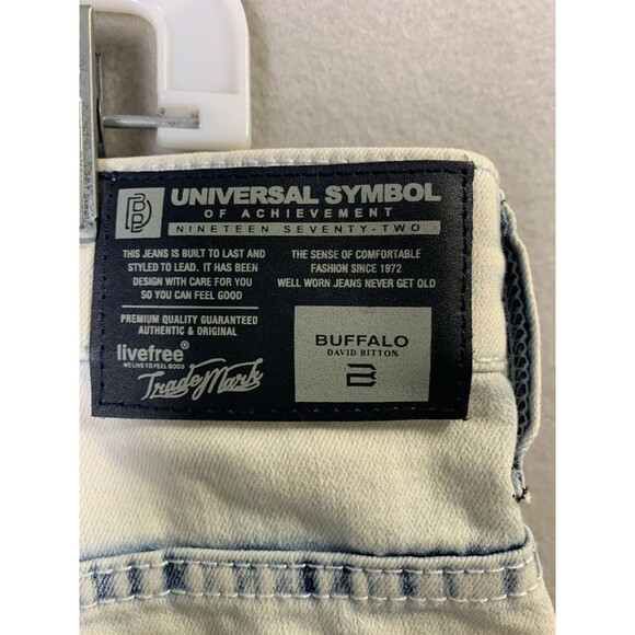 Buffalo David Bitton Jeans Mens Size 34x32 Blue Acid Wash ASH-X Skinny Stretch - Picture 3 of 12